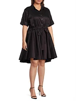 Plus Meadow Tie-Waist Cotton Shirtdress