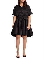 Plus Meadow Tie-Waist Cotton Shirtdress