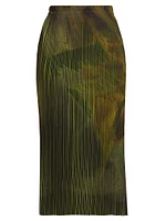 Brushstroke Pleated Pencil Skirt