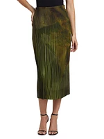 Brushstroke Pleated Pencil Skirt