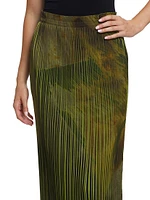 Brushstroke Pleated Pencil Skirt