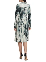 Brushstroke Pleated Shirtdress