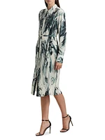 Brushstroke Pleated Shirtdress