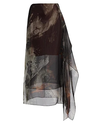 Silk Organza Brushstroke Skirt