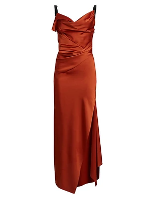 Draped Satin Slip Gown