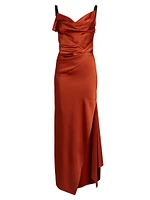 Draped Satin Slip Gown