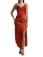 Draped Satin Slip Gown