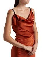 Draped Satin Slip Gown