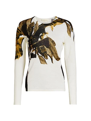 Brushstroke Wool Crewneck Sweater