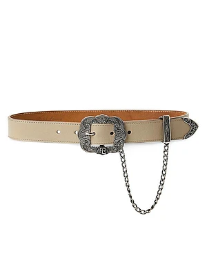 Western-Style Leather Chain Belt