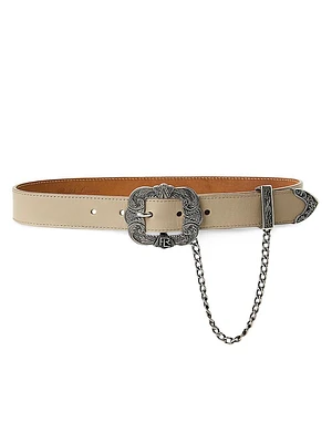 Western-Style Leather Chain Belt