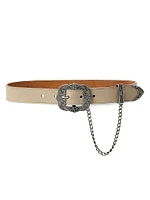 Western-Style Leather Chain Belt