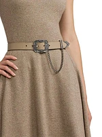 Western-Style Leather Chain Belt