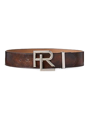 Distressed Leather Logo Belt