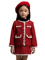 Little Girl's & 2-Piece Metallic Tweed Jacket Skirt Set