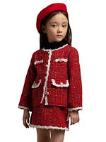 Little Girl's & 2-Piece Metallic Tweed Jacket Skirt Set