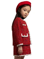 Little Girl's & 2-Piece Metallic Tweed Jacket Skirt Set