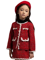 Little Girl's & 2-Piece Metallic Tweed Jacket Skirt Set