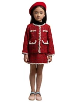 Little Girl's & 2-Piece Metallic Tweed Jacket Skirt Set