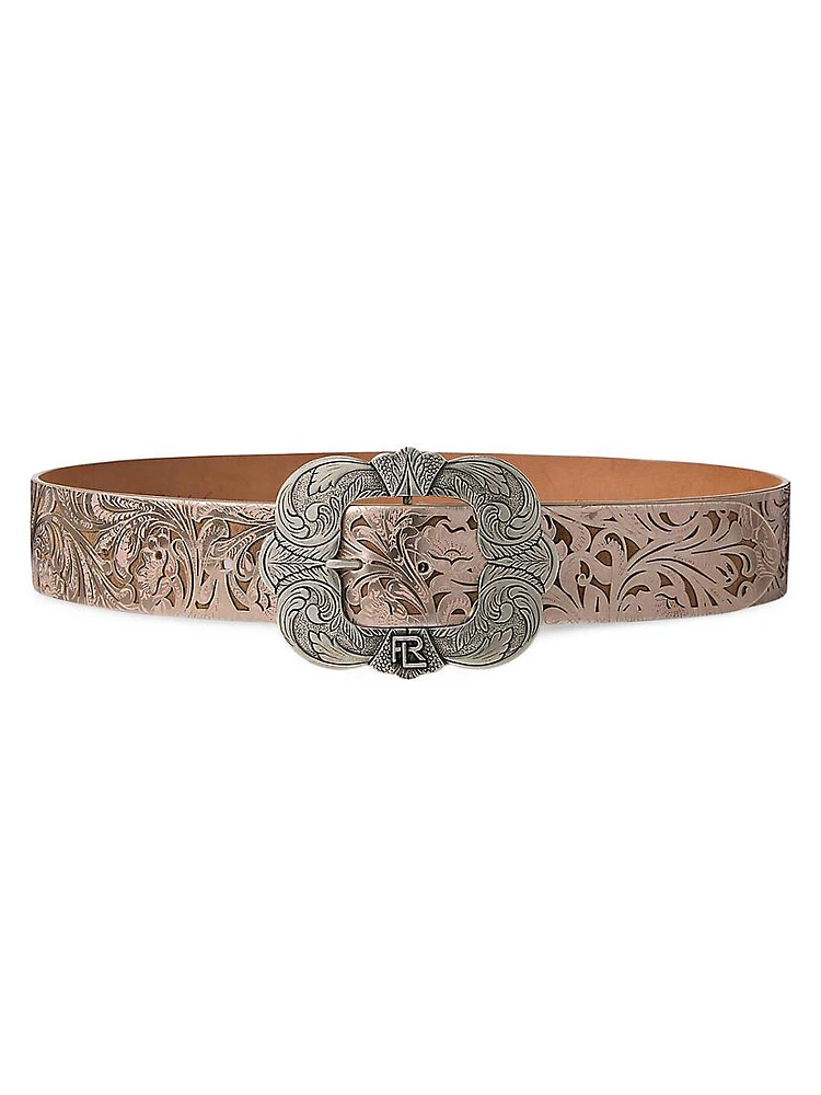 Western-Style Tooled Leather Belt