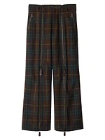 Zip Plaid Wool Trousers