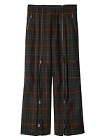 Zip Plaid Wool Trousers