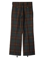 Zip Plaid Wool Trousers