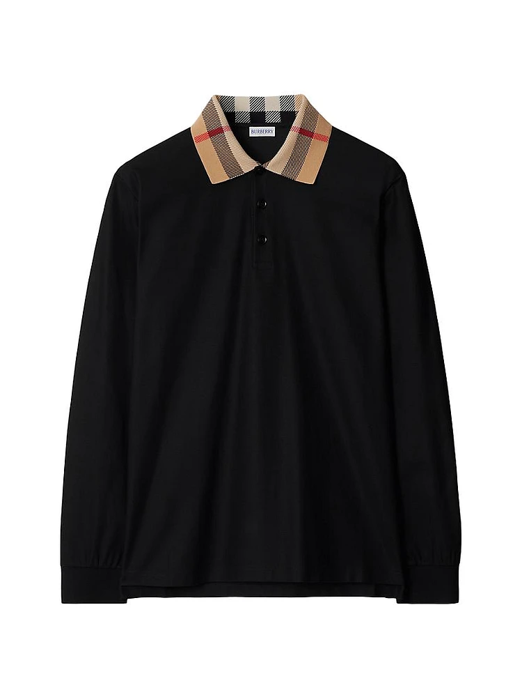 Cody Check Collar Long-Sleeve Polo Shirt