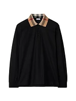 Cody Check Collar Long-Sleeve Polo Shirt