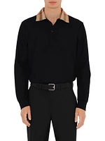 Cody Check Collar Long-Sleeve Polo Shirt