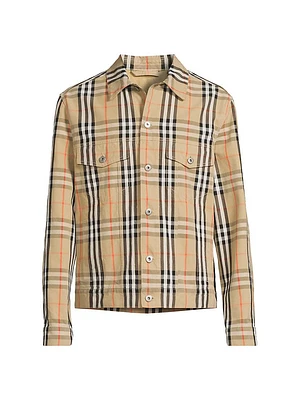 Check Cotton Shirt-Style Jacket