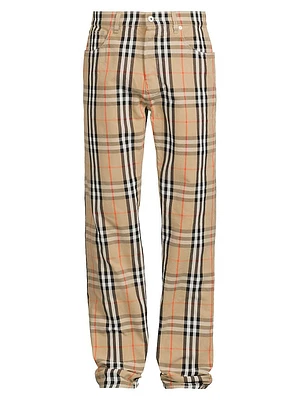 Check Straight-Leg Jeans
