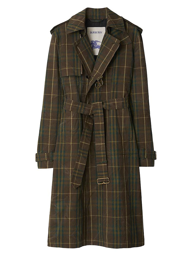 Plaid Cotton Trench Coat