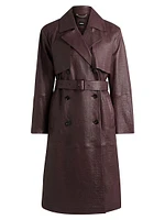 Double Breasted Trench Coat Crocodile Patterned Leather
