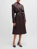 Double Breasted Trench Coat Crocodile Patterned Leather
