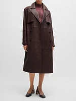 Double Breasted Trench Coat Crocodile Patterned Leather