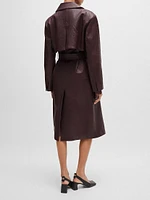 Double Breasted Trench Coat Crocodile Patterned Leather