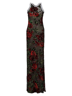 Red Rose Velvet Devoré Gown