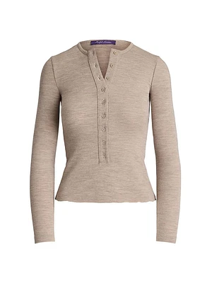 Melange Wool Henley Shirt