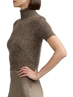 Wool-Blend Turtleneck Short-Sleeve Sweater