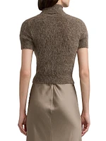 Wool-Blend Turtleneck Short-Sleeve Sweater