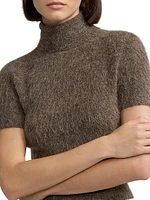 Wool-Blend Turtleneck Short-Sleeve Sweater