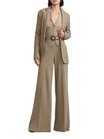 Isaiah Herringbone Wool-Silk Wide-Leg Trousers