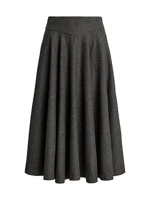 Wool Flannel Midi-Skirt