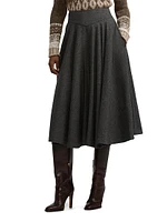 Wool Flannel Midi-Skirt