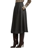 Wool Flannel Midi-Skirt