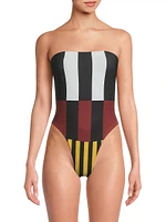 Lore Abstract Off-The-Shoulder One-Piece Swimsuit
