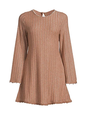 Time Dalia Metallic Ribbed Minidress