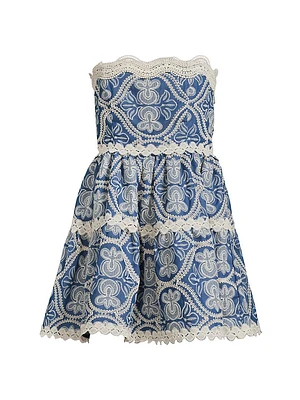 Time Adaline Embroidered Cotton Minidress