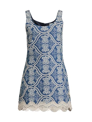 Time Willow Embroidered Cotton Minidress